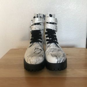 Women’s Wild Diva Black & White Combat Boots